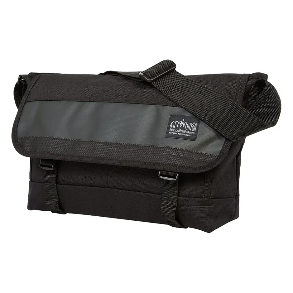 Manhattan Portage Fabric/Vinyl Casual Messenger Bag, Black (1661-BL BLK)