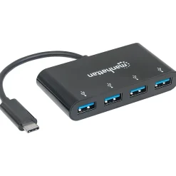 Usb Hubs<Manhattan SuperSpeed 4-Port USB 3.0 Hub, Black (ICI162746)