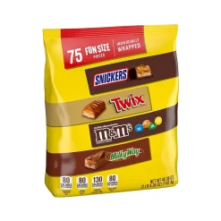 Chocolate<Mars Fun-Size Milk Chocolate Candy Variety Mix, 40.3 oz., 75 Pieces (459747)
