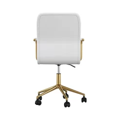 Clearance Taytum Ergonomic Faux Leather Swivel Office Chair, White (CH142370WHGLD) Office Chairs