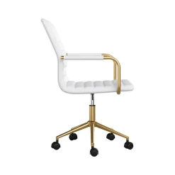 Clearance Taytum Ergonomic Faux Leather Swivel Office Chair, White (CH142370WHGLD) Office Chairs