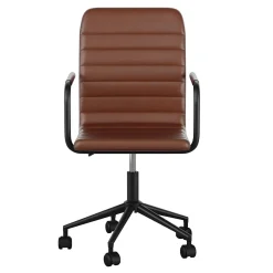 Discount Taytum Faux Leather Swivel Office Chair, Saddle Brown/Oil Rubbed Bronze (CH142370BRBK) Office Chairs