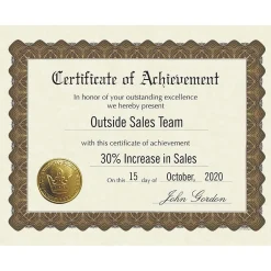 Discount Stock Achievement Certificates, 8.5" x 11", Ivory, 6/Pack (930100) Awards & Certificates