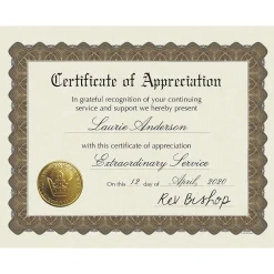 Online Appreciation Certificates, 8.5