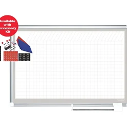 Online ® 48"H x 72"W Grid Porcelain Planner Dry Erase Board, Aluminum Frame Dry Erase