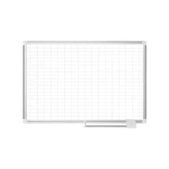 New ® Magnetic 1 x 2 Grid Planner 36 x 48, Aluminum with Kit Dry Erase