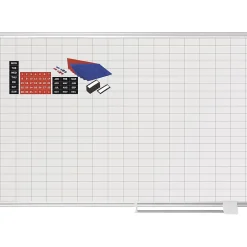 New ® Magnetic 1 x 2 Grid Planner 36 x 48, Aluminum with Kit Dry Erase