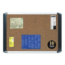 New Tech Cork Board, 72" x 48", Tan Surface, Silver/Black Aluminum Frame (BVCMVI270501) Bulletin