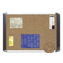 New Tech Cork Board, 72" x 48", Tan Surface, Silver/Black Aluminum Frame (BVCMVI270501) Bulletin
