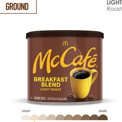 Coffee<McCafe Breakfast Blend Ground Coffee, Light Roast, 30 Oz. (071526)