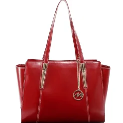 McKlein Aldora Ladies' Tote with Tablet Pocket, Top Grain Cowhide Leather, Red (97506)