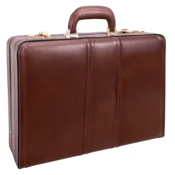 McKlein Coughlin Expandable Attache Briefcase, Top Grain Cowhide Leather, Brown (80464)