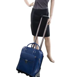 McKlein LA GRANGE W Series Laptop Rolling Briefcase, Navy Genuine Leather (96497)