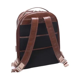 Backpacks<McKlein Leather Dual Compartment Laptop Backpack, Parker, Pebble Grain Calfskin Leather, Brown (88554)