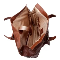 McKlein Leather Roll Top Laptop Briefcase, Edgefield, Pebble Grain Calfskin Leather, Brown (88754)