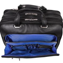 McKlein Limited Edition Laptop Rolling Briefcase, Black Leather (80505C)