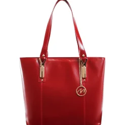 McKlein M Series, SAVARNA, Genuine Cowhide Leather, Ladies' Tote with Tablet Pocket, Red (97576)