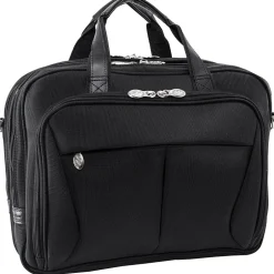 McKlein Pearson Expandable Double Compartment Laptop Briefcase, Tech-Lite Ballistic Nylon, Black (74565)