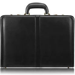 McKlein Reagan Attache Briefcase, Top Grain Cowhide Leather, Black (80445)