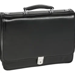 McKlein River North Triple Compartment Laptop Briefcase, Full Grain Cashmere Napa Leather, Black (43555)