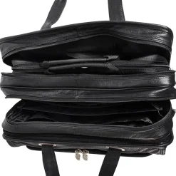 McKlein S Series Laptop Rolling Briefcase, Black Leather (15705)