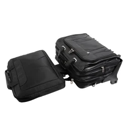 McKlein S Series Laptop Rolling Briefcase, Black Leather (15705)