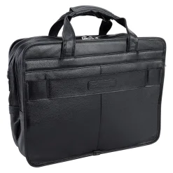 McKlein S Series Laptop Rolling Briefcase, Black Leather (15705)