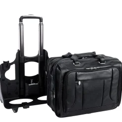 McKlein S Series Laptop Rolling Briefcase, Black Leather (15705)