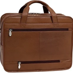 McKlein S Series, RIVER WEST, Pebble Grain Calfskin Leather, Fly-Through Checkpoint-Friendly Laptop Briefcase, Brown (15714)