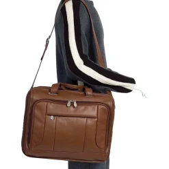 McKlein S Series, RIVER WEST, Pebble Grain Calfskin Leather, Fly-Through Checkpoint-Friendly Laptop Briefcase, Brown (15714)