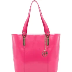 McKlein SAVARNA Fuchsia Genuine Leather Tote with Tablet Pocket, Large (97573)