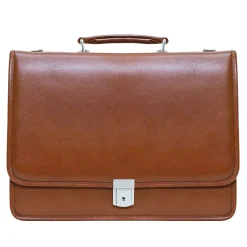 McKlein V Series, LEXINGTON, Top Grain Cowhide Leather,Flapover Double Compartment Briefcase, Brown (83544)