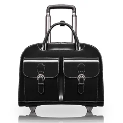 McKlein W Series Laptop Briefcase, Black Leather (96185A)