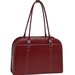 McKlein W Series Laptop Briefcase, Red Trimmed In Sand Leather (96526)