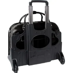 McKlein W Series, ROSEVILLE, Genuine Cowhide Leather, Checkpoint-Friendly Detachable Wheeled Laptop Briefcase, Black (96645)