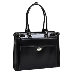 McKlein W Series, WINNETKA, Genuine Cowhide Leather,Ladies' Laptop Briefcase w/ Removable Sleeve, Black (94835)