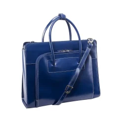 McKlein USA Lake Forest W Series Leather Dual Compartment Briefcase, Navy (94337)