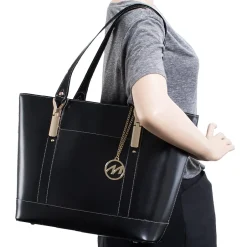 McKlein USA Leather Ladies' Tote with Tablet Pocket, Black (4T9994)