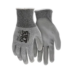 Work Gloves<MCR Safety Cut Pro Hypermax Fiber/Polyurethane Work Gloves, XS, A2 Cut Level, Salt-and-Pepper/Gray, Dozen (92752PUXS)