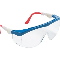 Eye Protection<Crews MCR Safety® Tomahawk® Safety Glasses, Red/White/Blue, Clear, Anti-Fog
