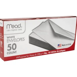 Mead #10 Business Envelopes, 4-1/8" x 9-1/2", White, 50/Pack (75050)* Business