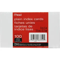 Outlet Index Cards, 3" x 5", 100/Pack, 12 Packs (MEA63352-12) Index Cards