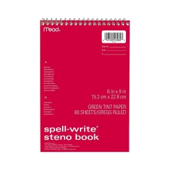 Mead Spell-Write Steno Pad, 6" x 9", Gregg-Ruled, Assorted Colors, 80 Sheets/Pad (43080) Discount