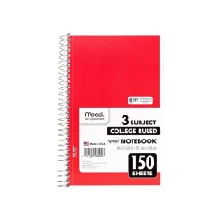 Mead Spiral 3-Subject Notebooks, 5.5
