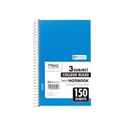 Mead Spiral 3-Subject Notebooks, 5.5