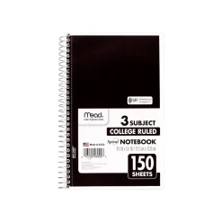 Mead Spiral 3-Subject Notebooks, 5.5