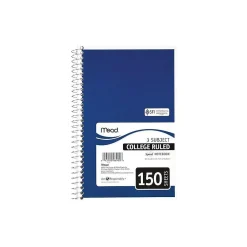 Mead Spiral 3-Subject Notebooks, 5.5
