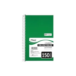 Mead Spiral 3-Subject Notebooks, 5.5