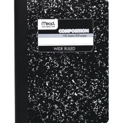 Mead 1-Subject Composition Notebooks, 9.75" x 7.5", Wide Ruled, 100 Sheets, Black (09910) Discount