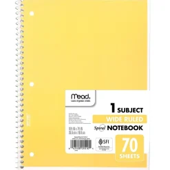 Mead 1-Subject Notebook, 8.0" x 10.5", Wide Ruled, 70 Sheets, Yellow (05510AZ7) Sale